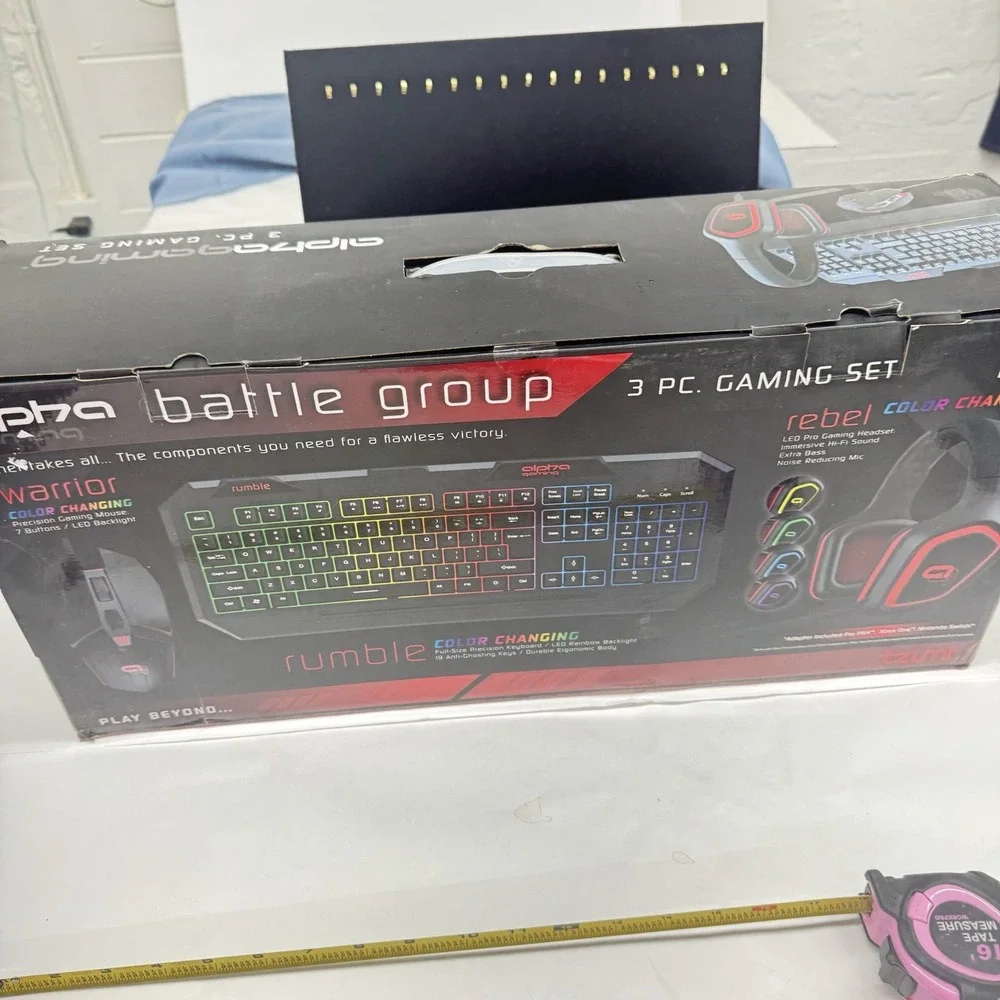 Alpha Gaming Battle Group 3 Pieces Keyboard Mouse Headset For PC Console |New!